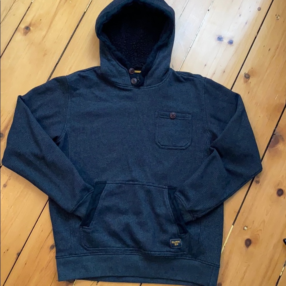 Billabong black/gray hoodie, front pocket
